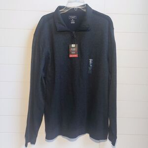 Van Heusen Flex Shirt Mens XL Natural Stretch 1/4 Zip Gray Pullover Sweater NEW!